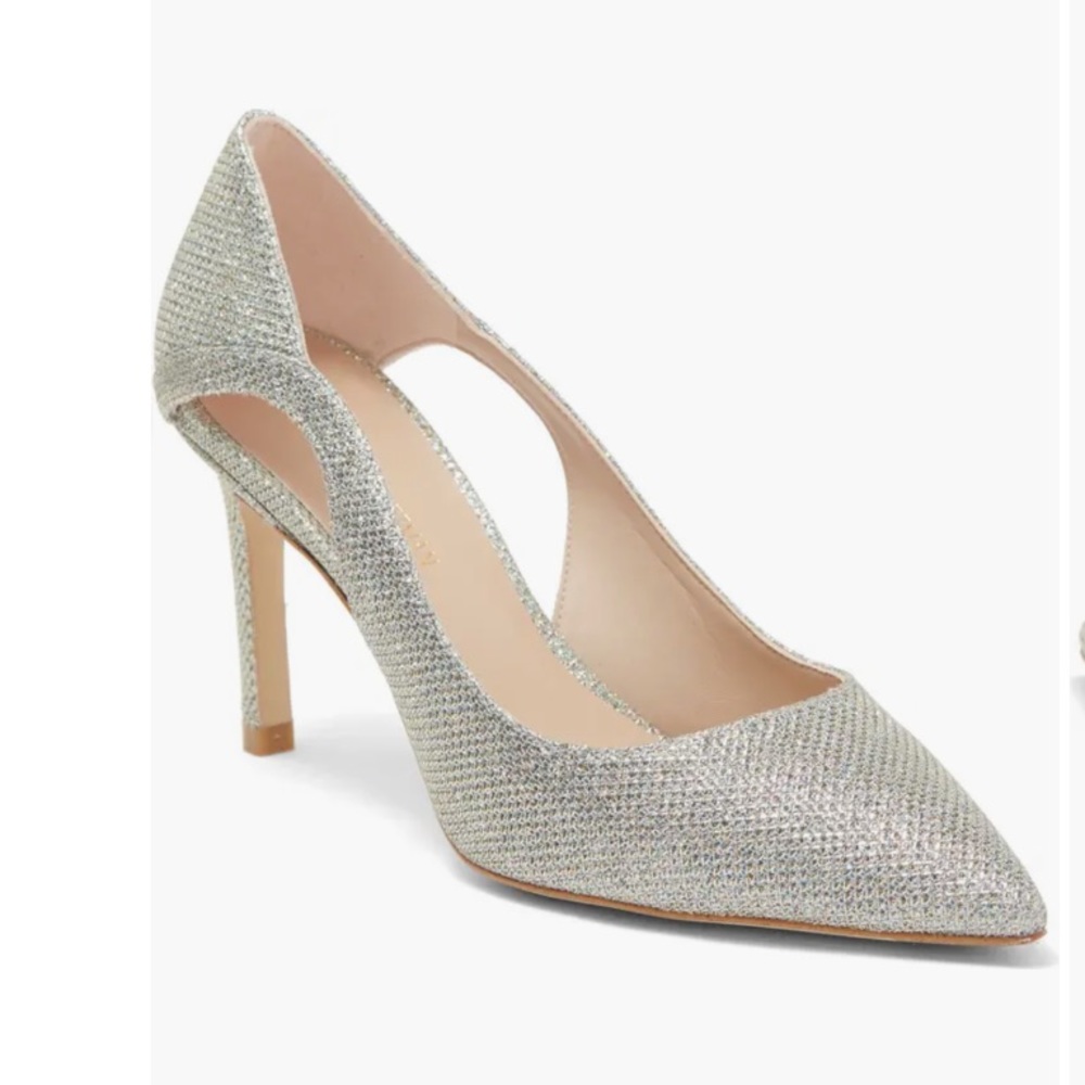Stuart Weitzman Mariposa Metallic
Mesh Pump in Platino size 9